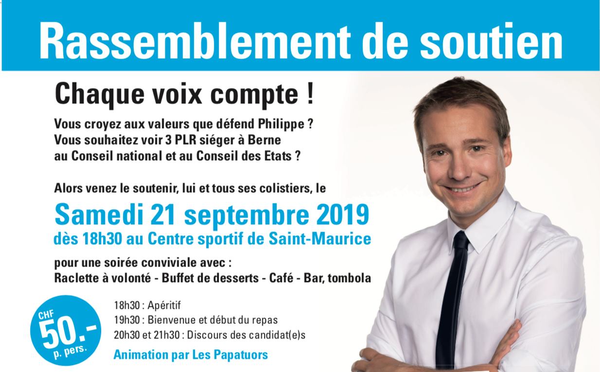 Elections fédérales : souper de soutien pour Philippe Nantermod